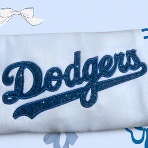Dodgers Glitter Embroidered Crewneck Sweater